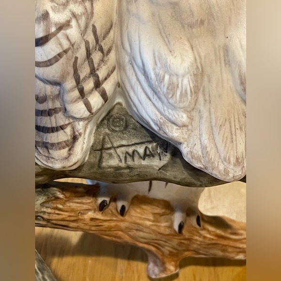 Vintage Owls Figurine Fred Aman Limited Edition 4 Sleepy Owls Branch Enesco - Picture 14 of 14